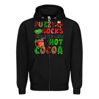 Black fuzzy socks flannel blankets and hot cocoa Zipper Hoodie - OliviaCreatesArt