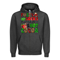 Charcoal Heather fuzzy socks flannel blankets and hot cocoa Zipper Hoodie - OliviaCreatesArt