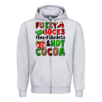 Heather Grey fuzzy socks flannel blankets and hot cocoa Zipper Hoodie - OliviaCreatesArt