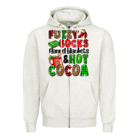Oatmeal Heather fuzzy socks flannel blankets and hot cocoa Zipper Hoodie - OliviaCreatesArt