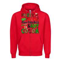 Red fuzzy socks flannel blankets and hot cocoa Zipper Hoodie - OliviaCreatesArt