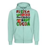 Seafoam fuzzy socks flannel blankets and hot cocoa Zipper Hoodie - OliviaCreatesArt