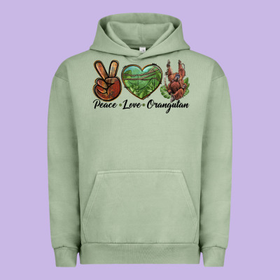 Peace Love Orangutan Urban Hoodie Designed By Lillyallendesigns