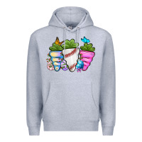 Heather Grey Easter Day Baseball Easter sports carrots Premium Hoodie - OliviaCreatesArt