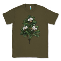 Army Green Magnolia Flower Illustrations Classic Tee - LillyAllenDesigns