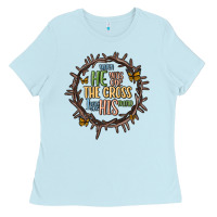 Baby Blue when he was one the cross i was one his mind Ladies Tee - MaliasSmallBusiness