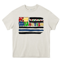 Autism Usa Flag Heavy Core Tee | Teevron