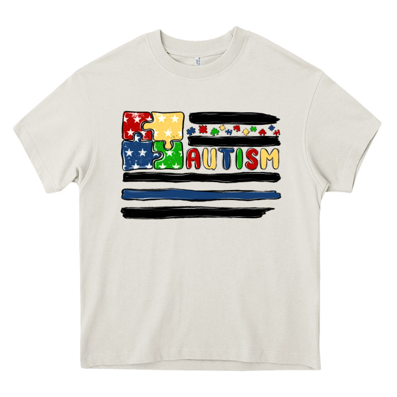 Autism Usa Flag Heavy Core Tee by MaliasSmallBusiness | Teevron