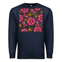 Navy breast cancer sunflower seamless pattern Premium Sweatshirt - BundleAndBundleShop