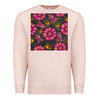 Pale Pink breast cancer sunflower seamless pattern Premium Sweatshirt - BundleAndBundleShop