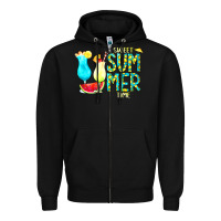Black sweet summer time turquoise yellow Zipper Hoodie - CowCowDesign