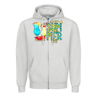 Dove Grey sweet summer time turquoise yellow Zipper Hoodie - CowCowDesign