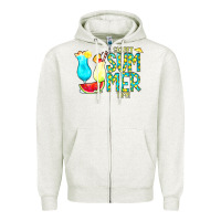 Oatmeal Heather sweet summer time turquoise yellow Zipper Hoodie - CowCowDesign