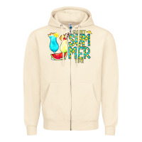 Sandshell sweet summer time turquoise yellow Zipper Hoodie - CowCowDesign