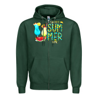 Sports Green sweet summer time turquoise yellow Zipper Hoodie - CowCowDesign