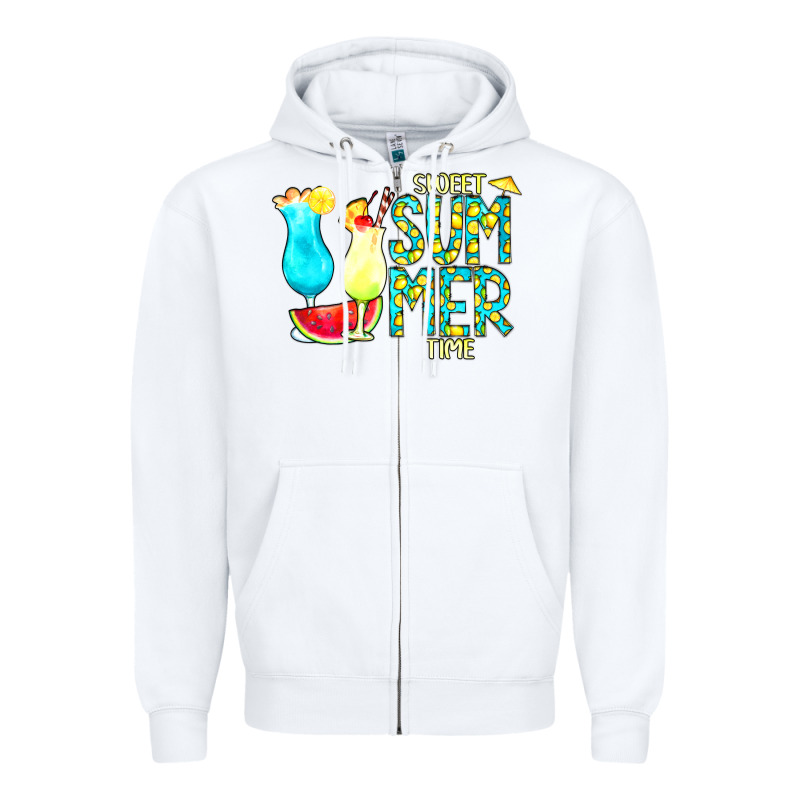Sweet Summer Time Turquoise Yellow Zipper Hoodie by CowCowDesign | Teevron