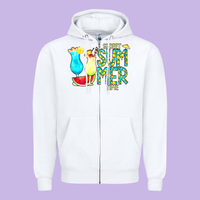 Sweet Summer Time Turquoise Yellow Zipper Hoodie Designed By Cowcowdesign