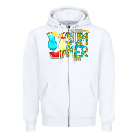 White sweet summer time turquoise yellow Zipper Hoodie - CowCowDesign