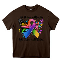 Chocolate Brown we believe in miracles fight cancer in all colors Heavy Core Tee - MaliasSmallBusiness