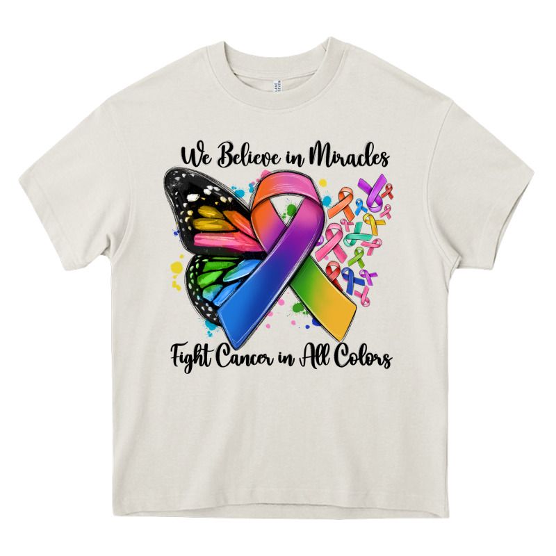 We Believe In Miracles Fight Cancer In All Colors Heavy Core Tee by MaliasSmallBusiness | Teevron