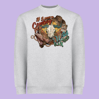 Cowboy Wild And Free Western Heavyweight Sweatshirt Designed By Howdyjamesfarm