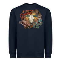 Navy Cowboy wild and free western Heavyweight Sweatshirt - HowdyJamesFarm