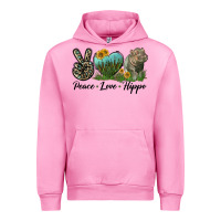 Fuchsia Pink Peace Love Hippo Urban Hoodie - LillyAllenDesigns