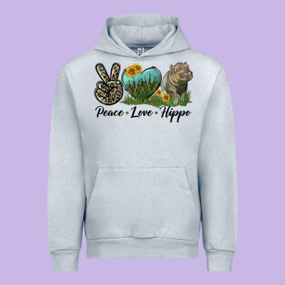 Peace Love Hippo Urban Hoodie Designed By Lillyallendesigns