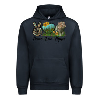 Navy Peace Love Hippo Urban Hoodie - LillyAllenDesigns