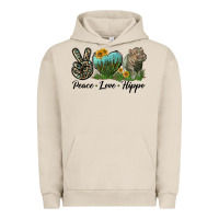 Pigment French Oak Peace Love Hippo Urban Hoodie - LillyAllenDesigns