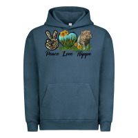 Pigment Midnight Navy Peace Love Hippo Urban Hoodie - LillyAllenDesigns