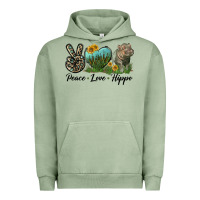 Pigment Oil Green Peace Love Hippo Urban Hoodie - LillyAllenDesigns