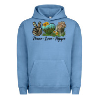 Pigment Pebble Blue Peace Love Hippo Urban Hoodie - LillyAllenDesigns