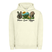 Pigment Pistachio Peace Love Hippo Urban Hoodie - LillyAllenDesigns