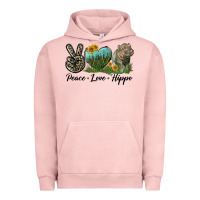 Pigment Salmon Peace Love Hippo Urban Hoodie - LillyAllenDesigns