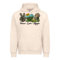 Sandshell Peace Love Hippo Urban Hoodie - LillyAllenDesigns
