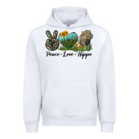 White Peace Love Hippo Urban Hoodie - LillyAllenDesigns