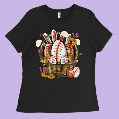 Easter Basket Sports Ladies Tee Designed By Maliassmallbusiness