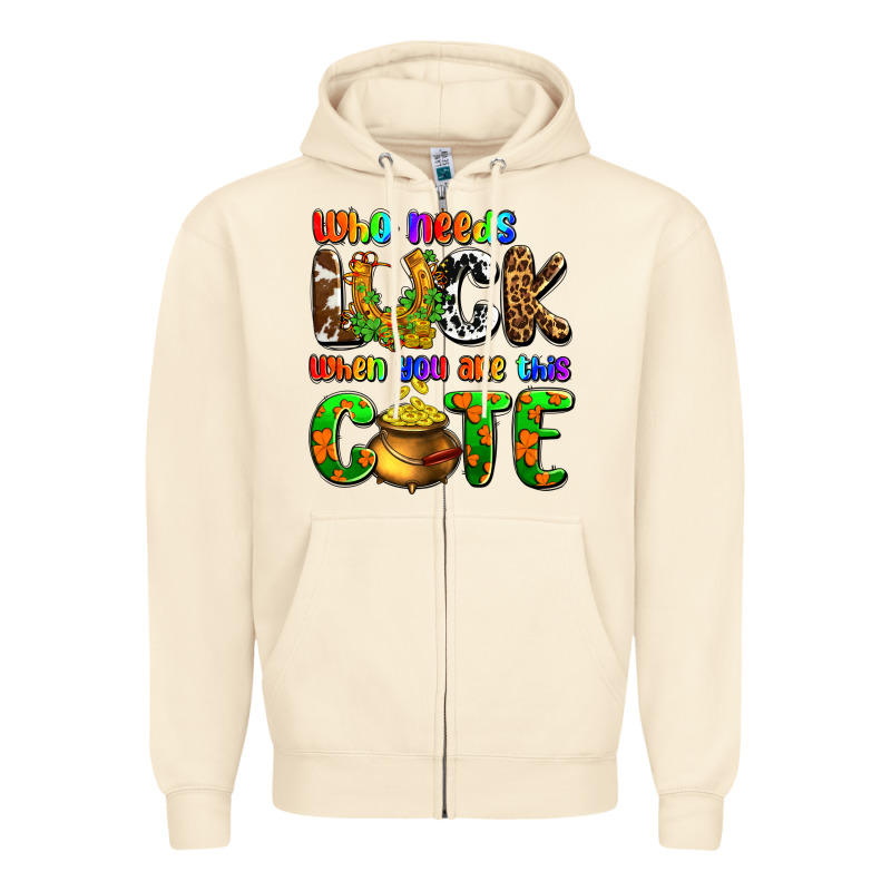 Who Needs Luck When You Are This Cute Zipper Hoodie by OliviaCreatesArt | Teevron