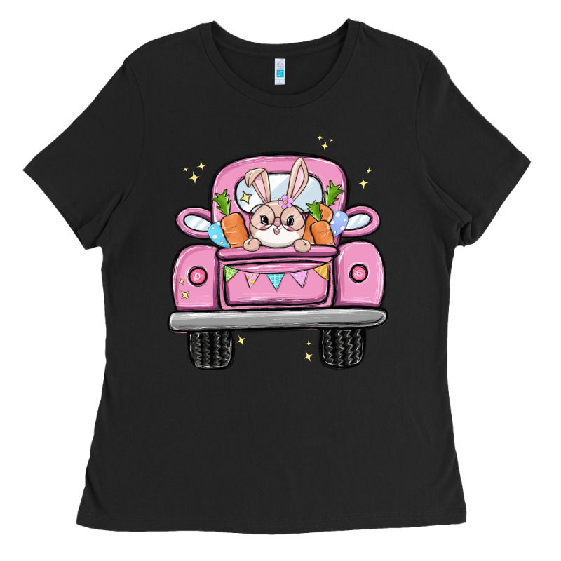 Easter Bunny And Truck Ladies Tee by MaliasSmallBusiness | Teevron