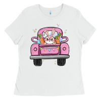 White easter bunny and truck Ladies Tee - MaliasSmallBusiness