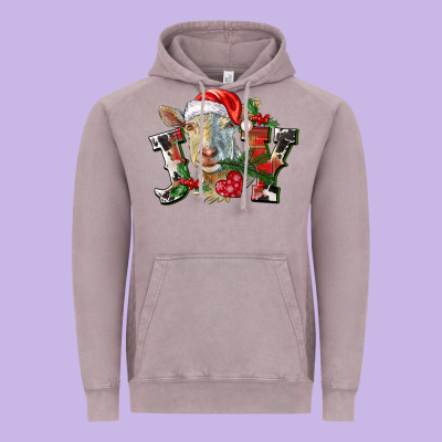 Joy Christmas Goat Vintage Hoodie Designed By Lillyallendesigns