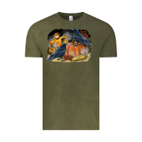 Vintage Olive Fall Background With Crow Vintage Tee - LillyAllenDesigns