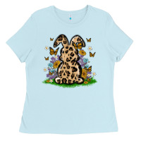 Baby Blue western floral bunny Ladies Tee - MaliasSmallBusiness