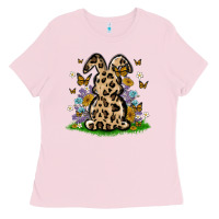 Bubblegum Pink western floral bunny Ladies Tee - MaliasSmallBusiness
