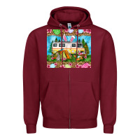 Burgundy Easter Day camping Zipper Hoodie - OliviaCreatesArt