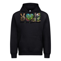 Black Peace Love Giant Panda Urban Hoodie - LillyAllenDesigns