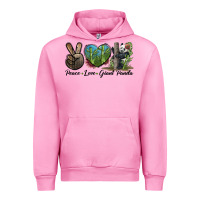 Fuchsia Pink Peace Love Giant Panda Urban Hoodie - LillyAllenDesigns