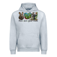 Heather Grey Peace Love Giant Panda Urban Hoodie - LillyAllenDesigns
