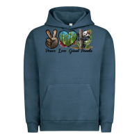 Pigment Midnight Navy Peace Love Giant Panda Urban Hoodie - LillyAllenDesigns